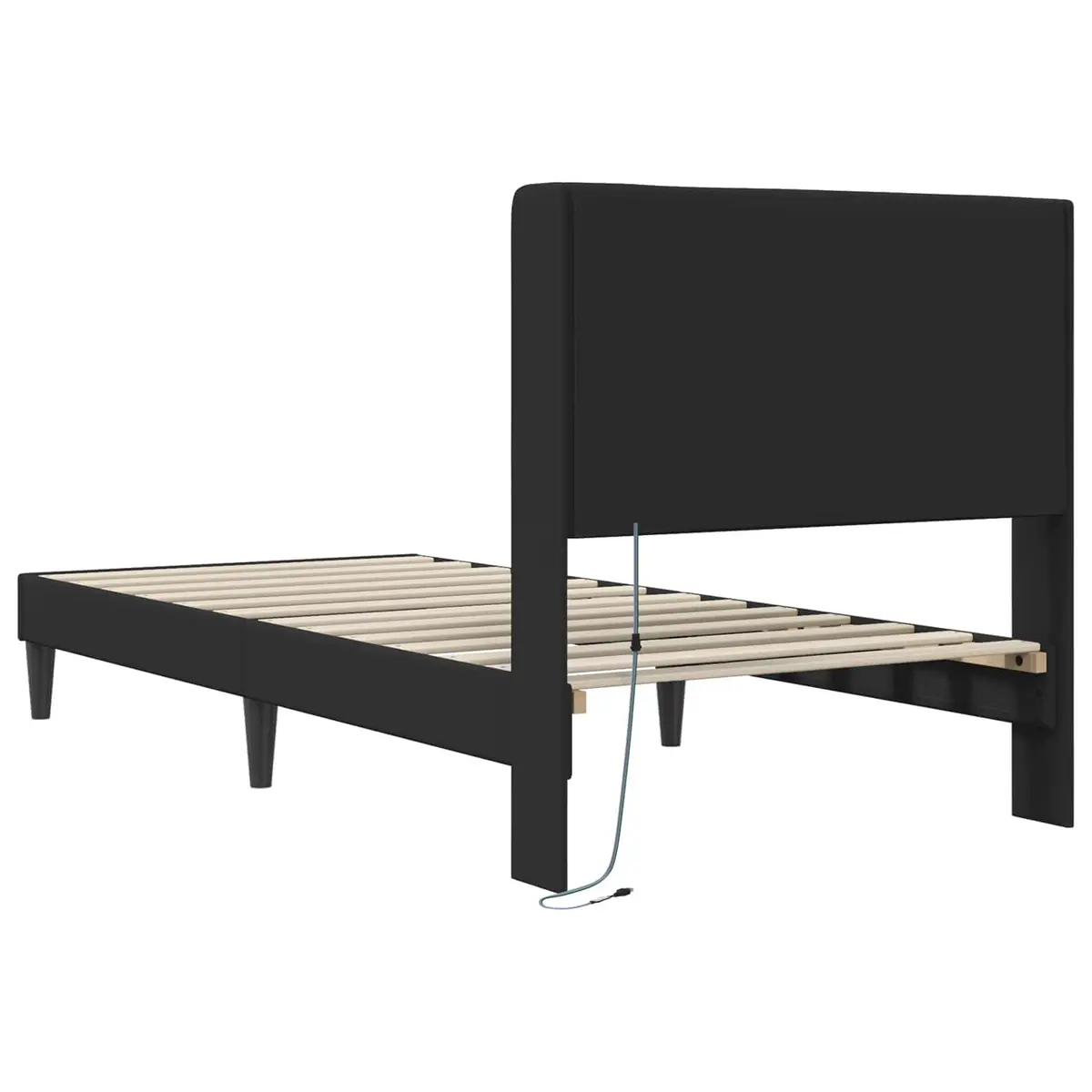 Black Bed Frame with Multicolour LED Strip 90 x 190 cm
