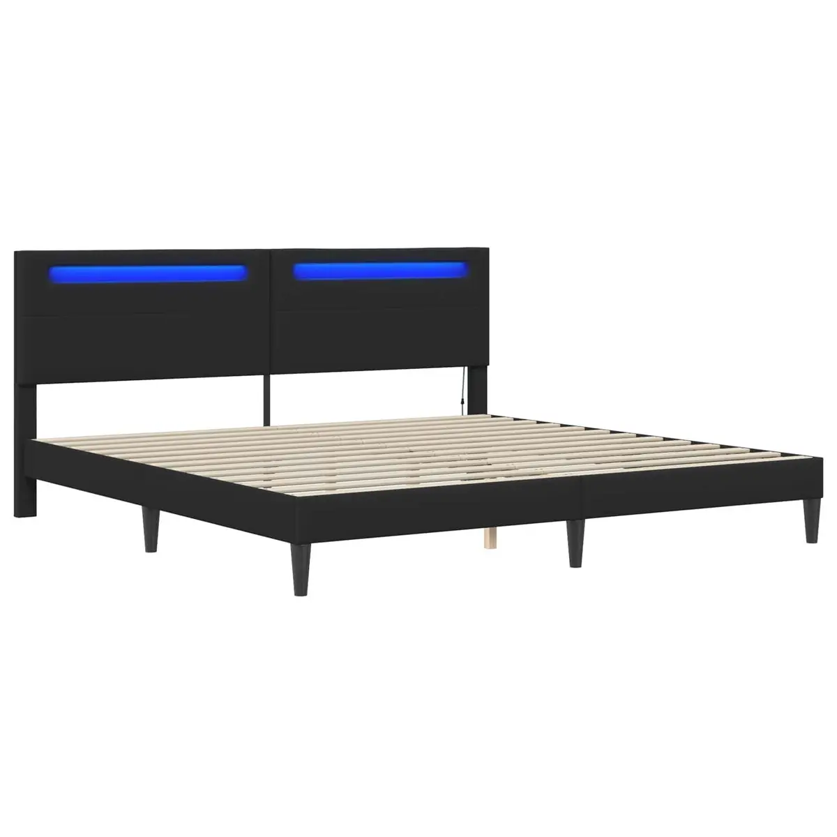 Black Bed Frame with LED Strip Lights 180 x 200 cm