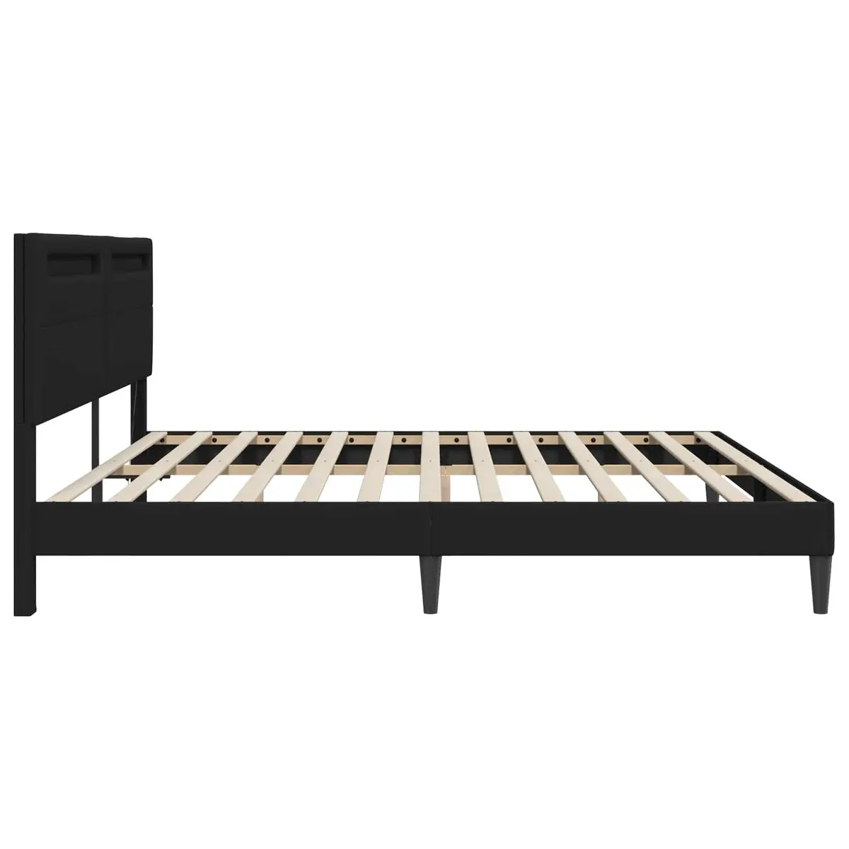 Black Bed Frame with LED Strip Lights 180 x 200 cm
