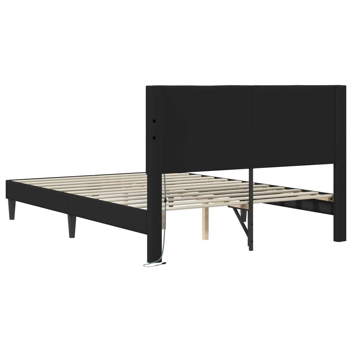 Black Bed Frame with LED Strip Lights, USB Powered