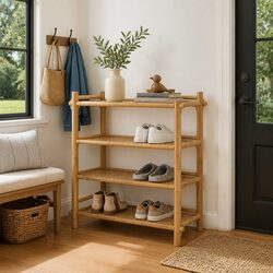 4-Tier Bamboo Shoe Rack for Enhanced Storage
