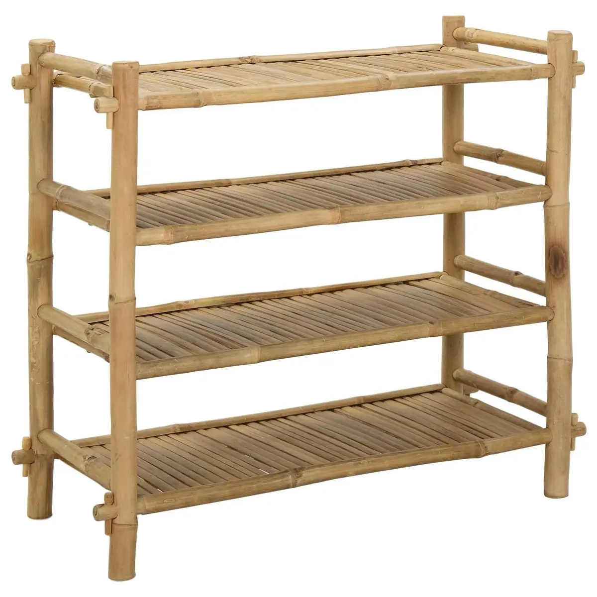 Shoe Rack 4-Tier Bamboo Storage Organiser Natural Brown Shelves Home Furniture