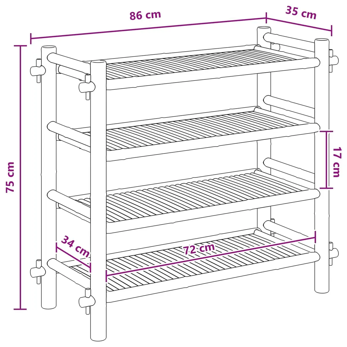 Shoe Rack 4-Tier Bamboo Storage Organiser Natural Brown Shelves Home Furniture