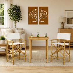 Set of 2 Brown Bamboo Folding Director's Chairs