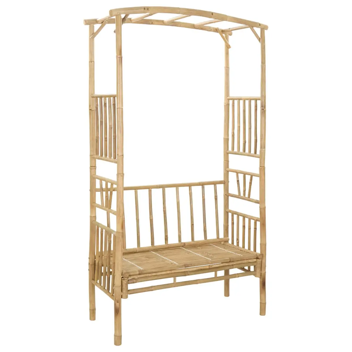Bamboo Garden Arch with Bench for Outdoor Use