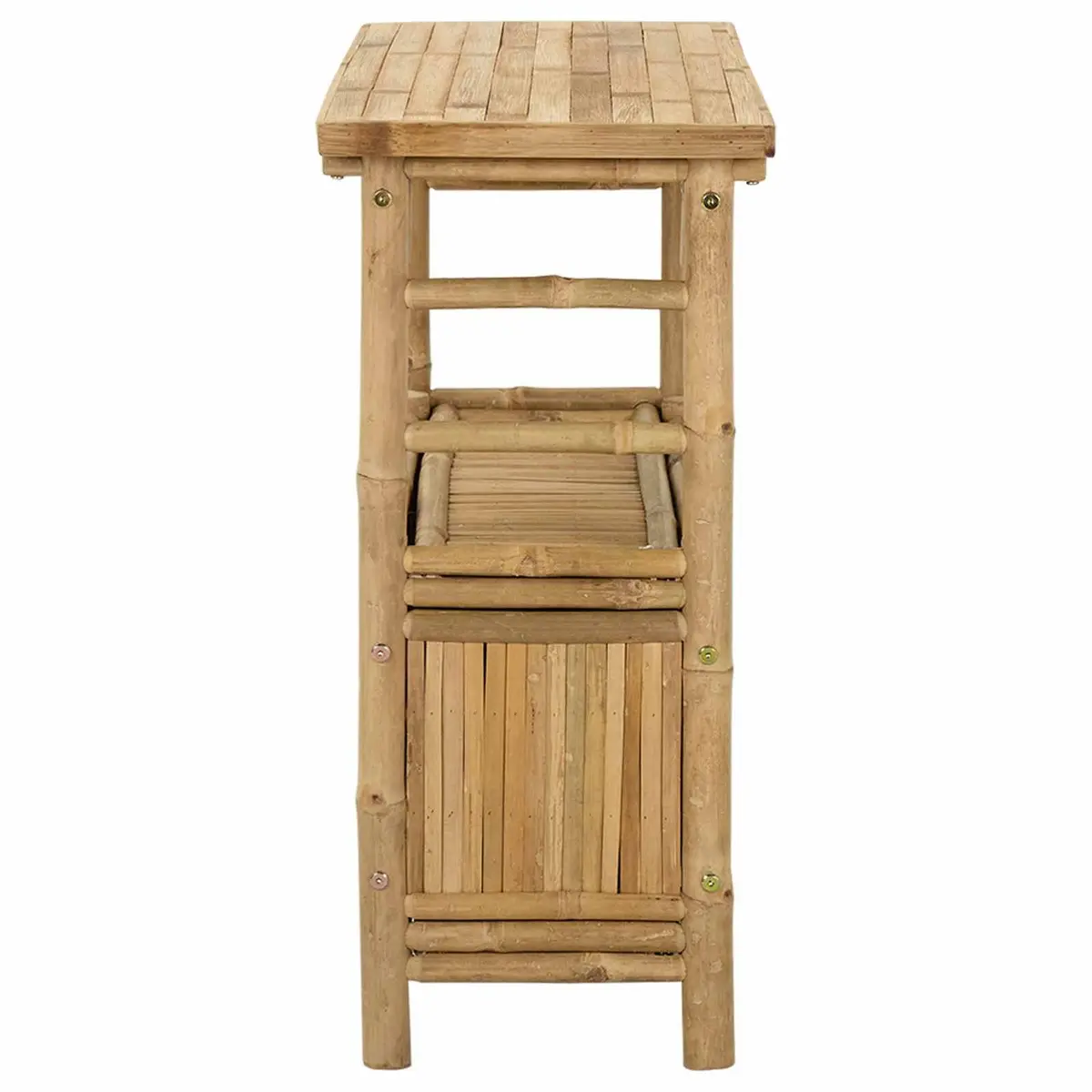 Brown Bamboo Console Table with Shelf