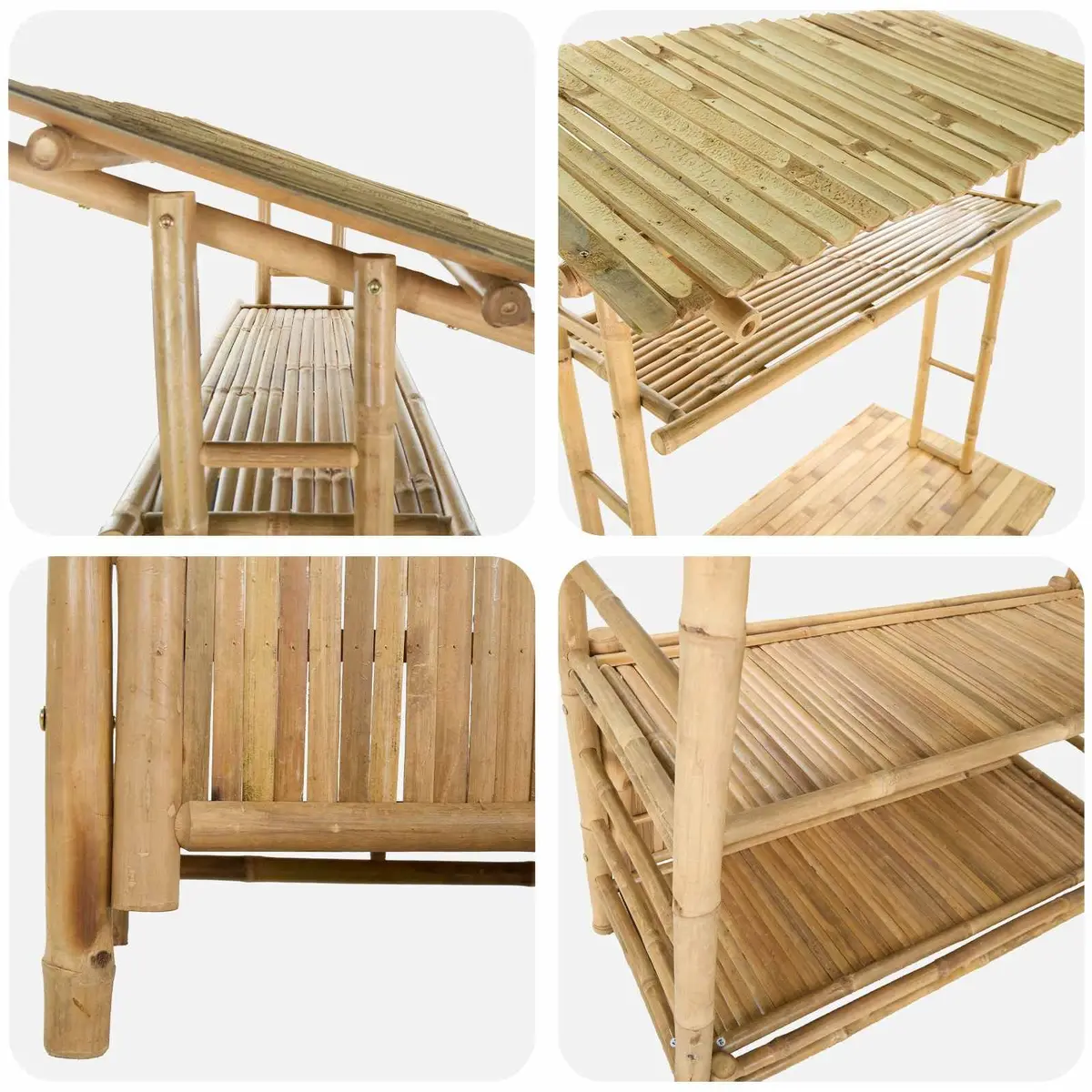 Natural Brown Bamboo Outdoor Bar Table 110 x 50 x 210 cm