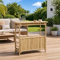 Stylish Outdoor Bar Table in Brown Bamboo for Modern Spaces