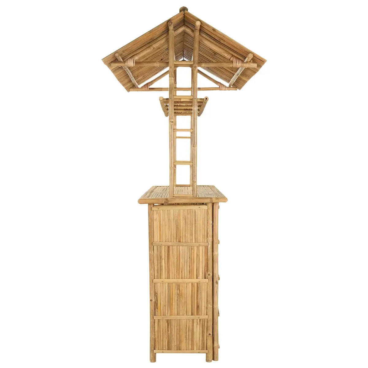 Outdoor Bar Table Bamboo with Shelves Modern Garden Patio Furniture 115x95x214cm