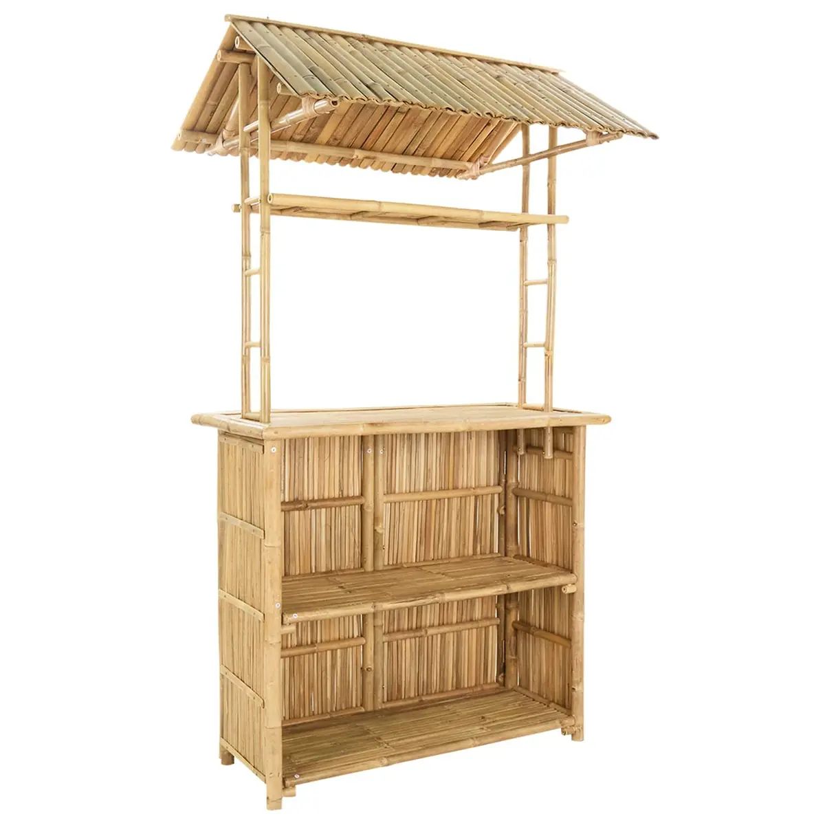 Outdoor Bar Table Bamboo with Shelves Modern Garden Patio Furniture 115x95x214cm