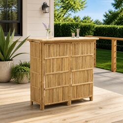 Bamboo Outdoor Bar Table for Stylish Patios 115 x 55 x 105 cm