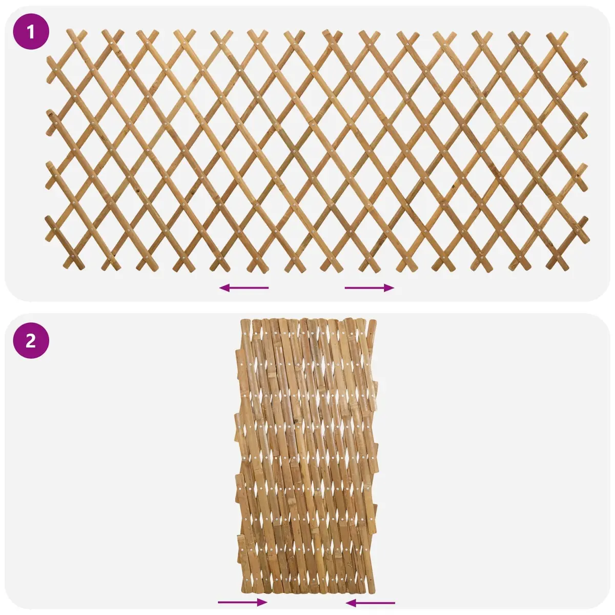 Expandable Bamboo Trellis Fence Panel 100 x 105 cm