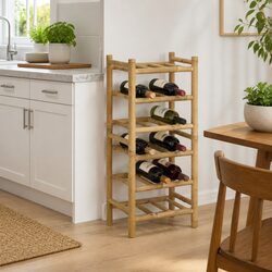 Bamboo Wine Rack Natural Storage Display Stand Modern Kitchen Dining Room Decor