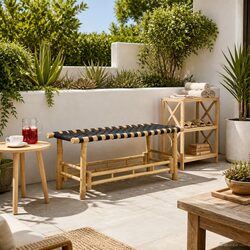 Garden Bench 110x38x40cm Bamboo Rectangular Outdoor Indoor Seating Patio