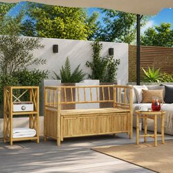 Garden Storage Bench Outdoor Seating Patio Furniture with Storage Compartment