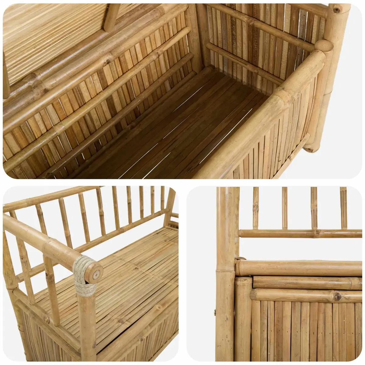 Garden Storage Bench Bamboo 110 x 47 x 80 cm Brown