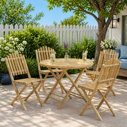 Natural Bamboo Garden Chair Set of 4 for Outdoor Use
