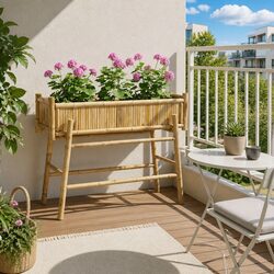 Premium Bamboo Garden Planter with Holder for Outdoors