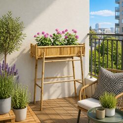 Durable Brown Bamboo Garden Planter with Holder
