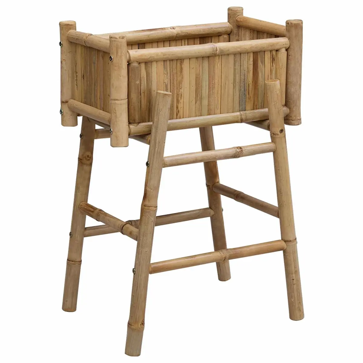 Garden Planter Bamboo 50 x 38 x 74 cm Natural Brown