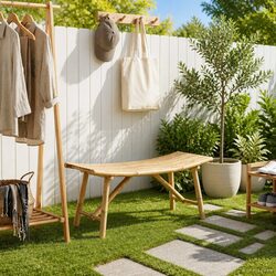 Curved Bamboo Garden Bench for Outdoor and Indoor Use