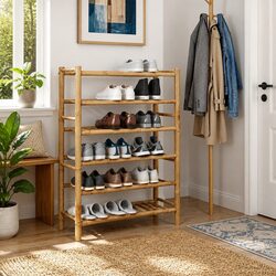 Durable Bamboo Shoe Rack with Shelf 68 x 28 x 96 cm Brown