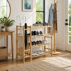 Shoe Rack with Shelf Brown 88 x 27 x 80 cm Bamboo Storage Organiser