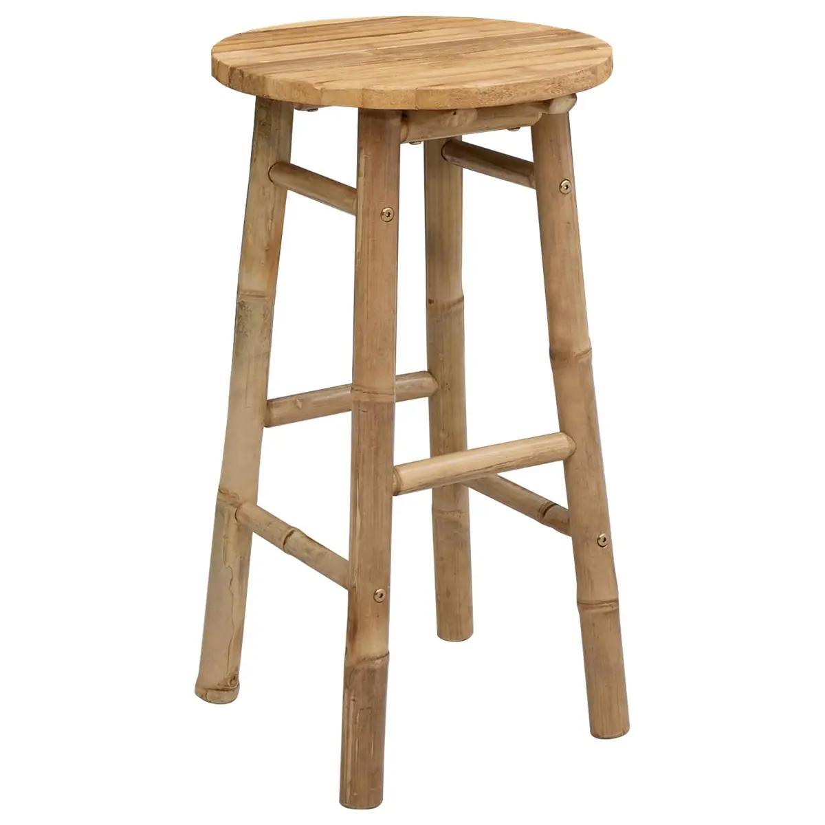 Bamboo Garden Stool Natural Brown Outdoor Indoor Seating Lightweight Portable