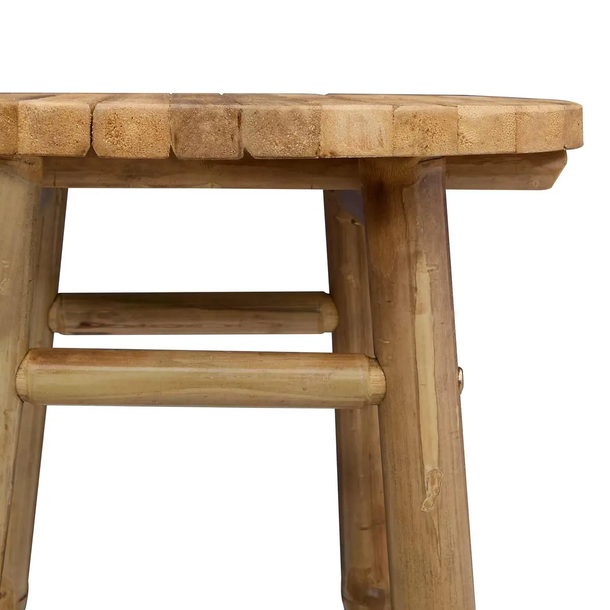 Bamboo Garden Stool Natural Brown Outdoor Indoor Seating Lightweight Portable