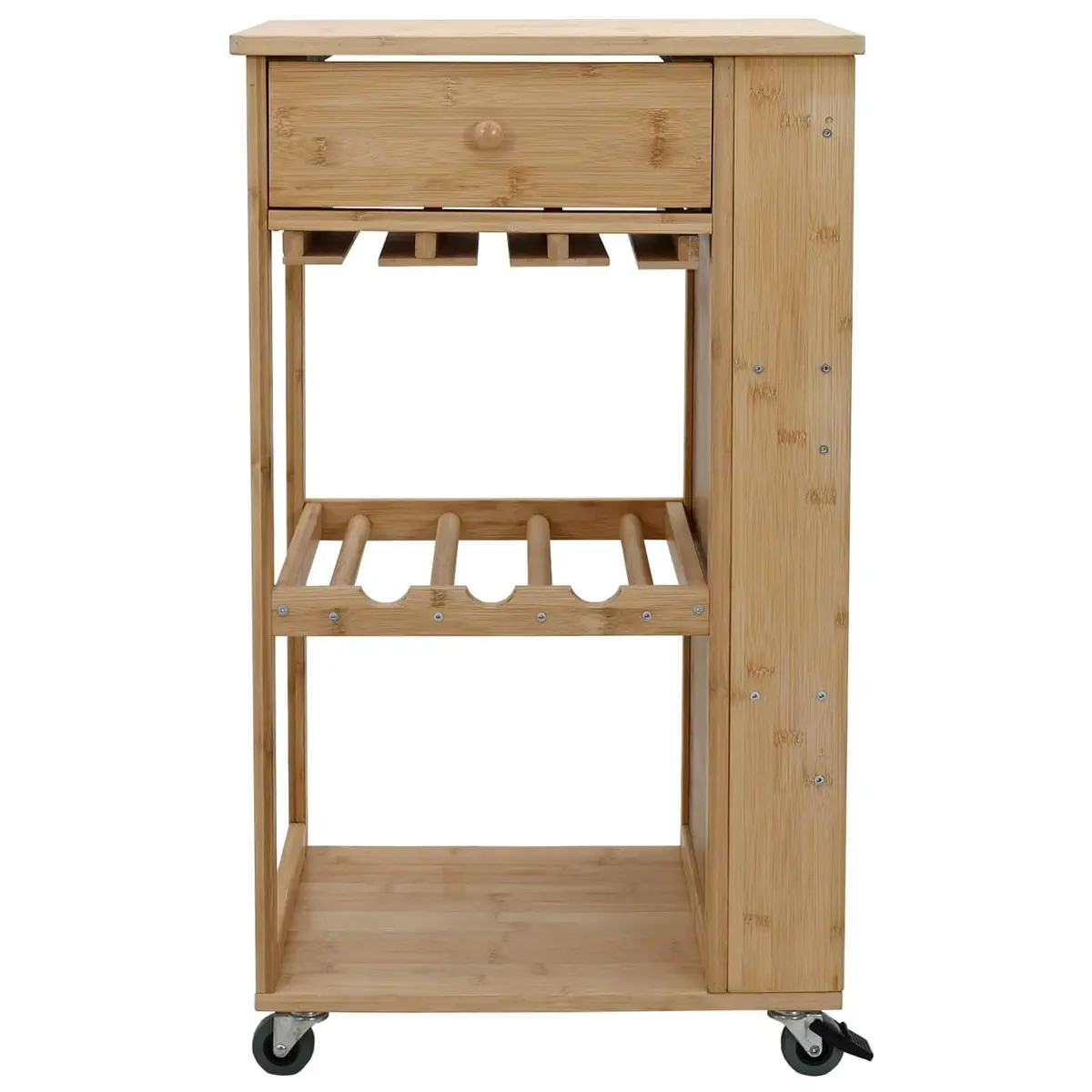 3-Tier Bamboo Kitchen Trolley with Wheels for Easy Mobility
