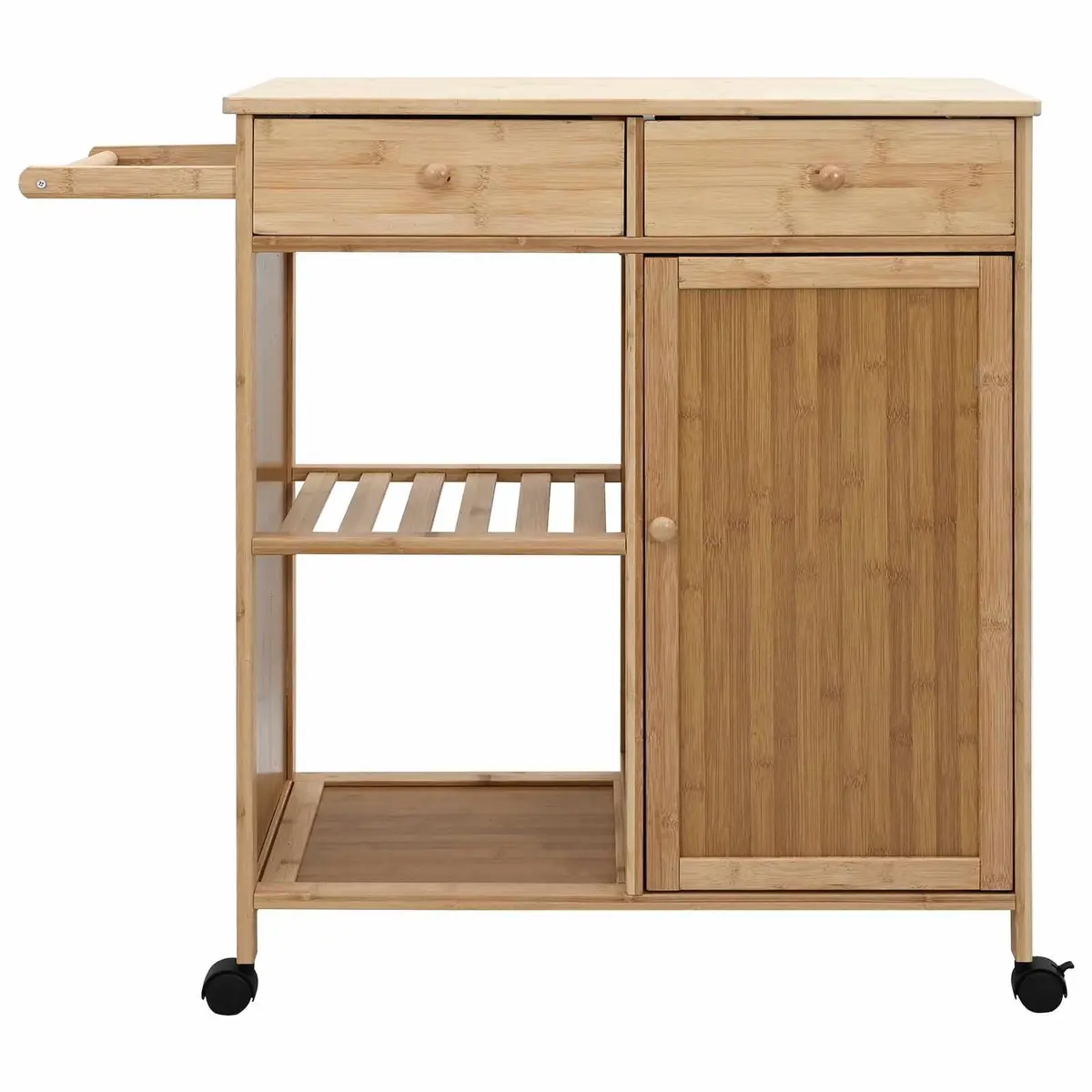 Kitchen Trolley with Wheels Bamboo Natural Storage Organiser Dining Mobile Cart