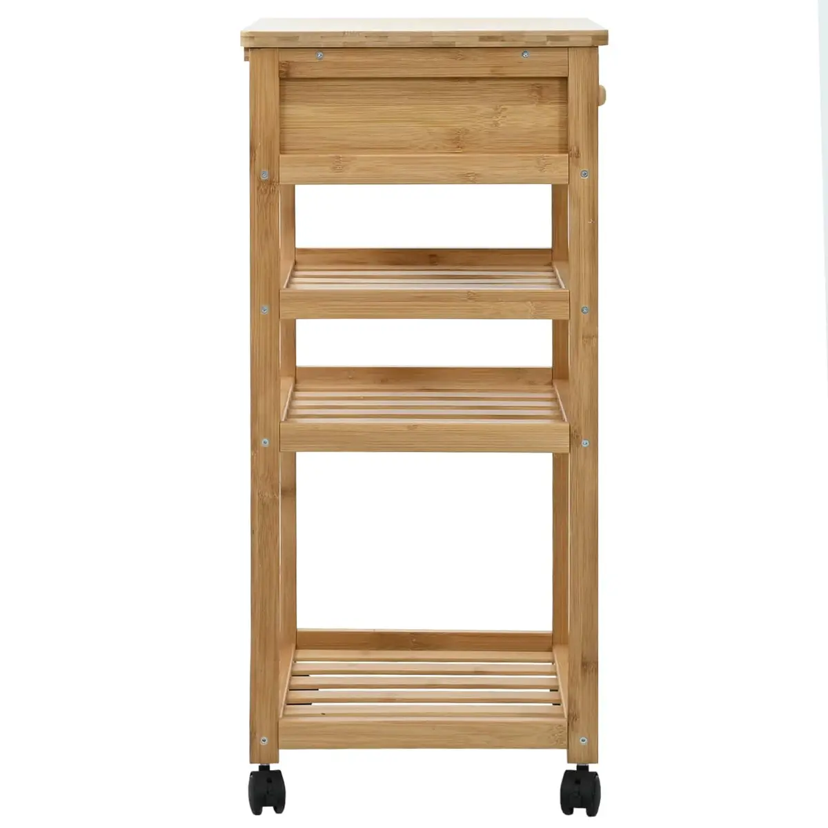 3-Tier Bamboo Kitchen Trolley with Wheels for Storage
