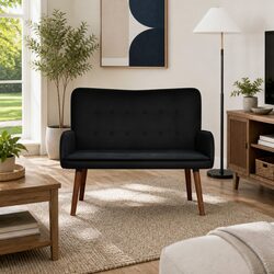 Modern Black Velvet 2-Seater Sofa for Comfort and Style