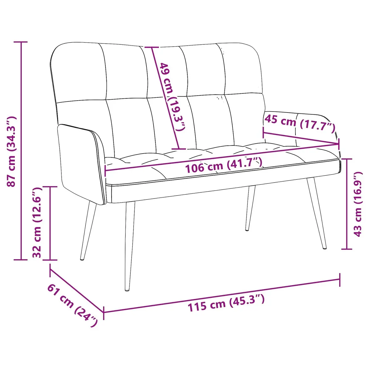 Dark Grey 2-Seater Sofa for Living Spaces