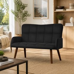 Luxurious 2-Seater Black Velvet Sofa for Modern Spaces