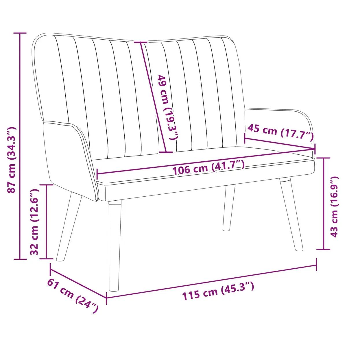 2-Seater Sofa with Velvet Upholstery