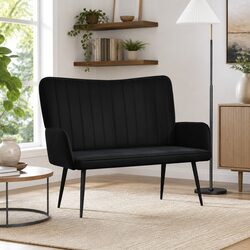 Stylish 2-Seater Sofa with Black Velvet Finish