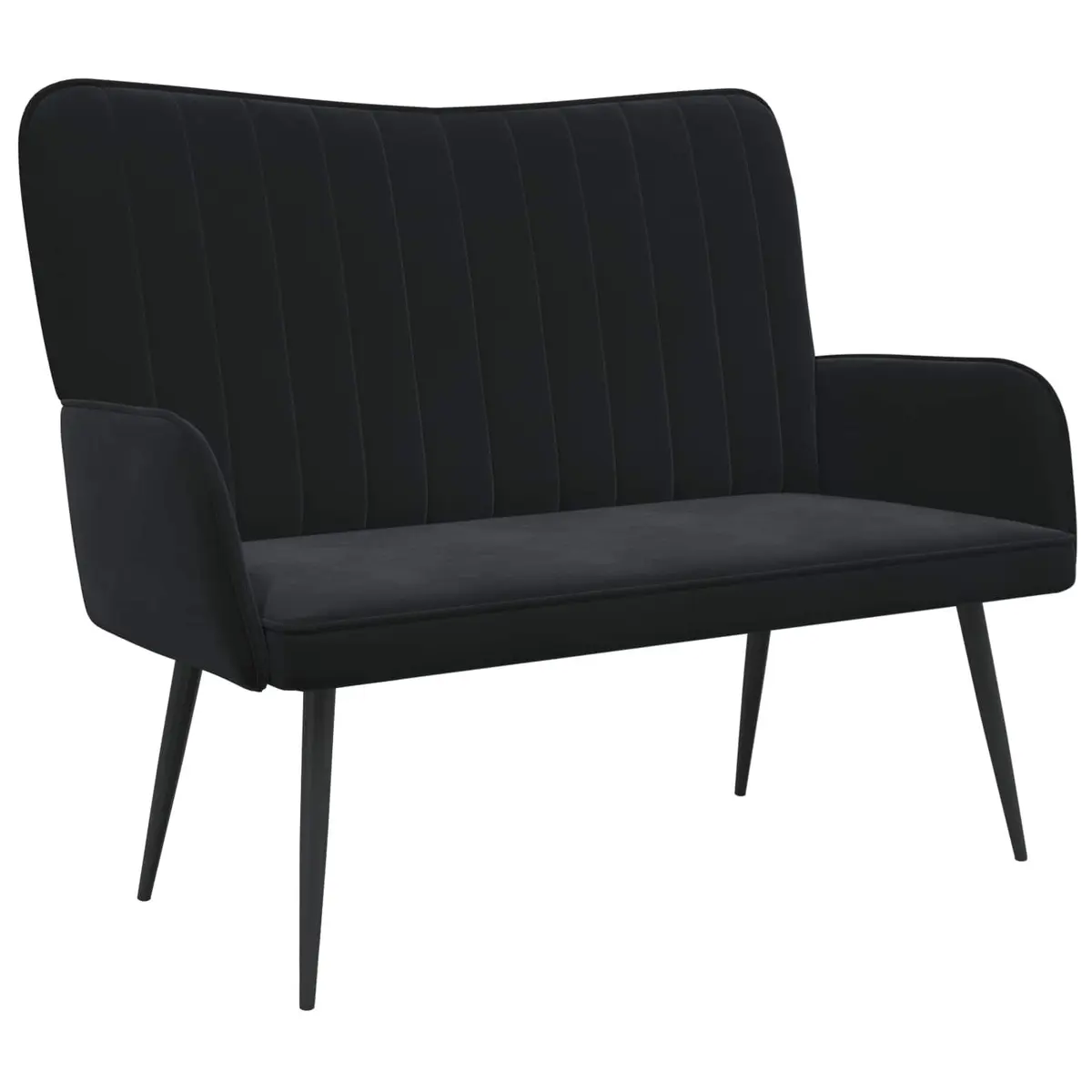 2-Seater Sofa Velvet Black 115x61x87cm
