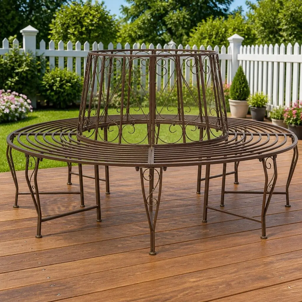 8-Seater Round Tree Bench for Outdoor Spaces