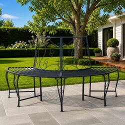 Sturdy Steel Frame 4-Seater Circular Garden Tree Bench