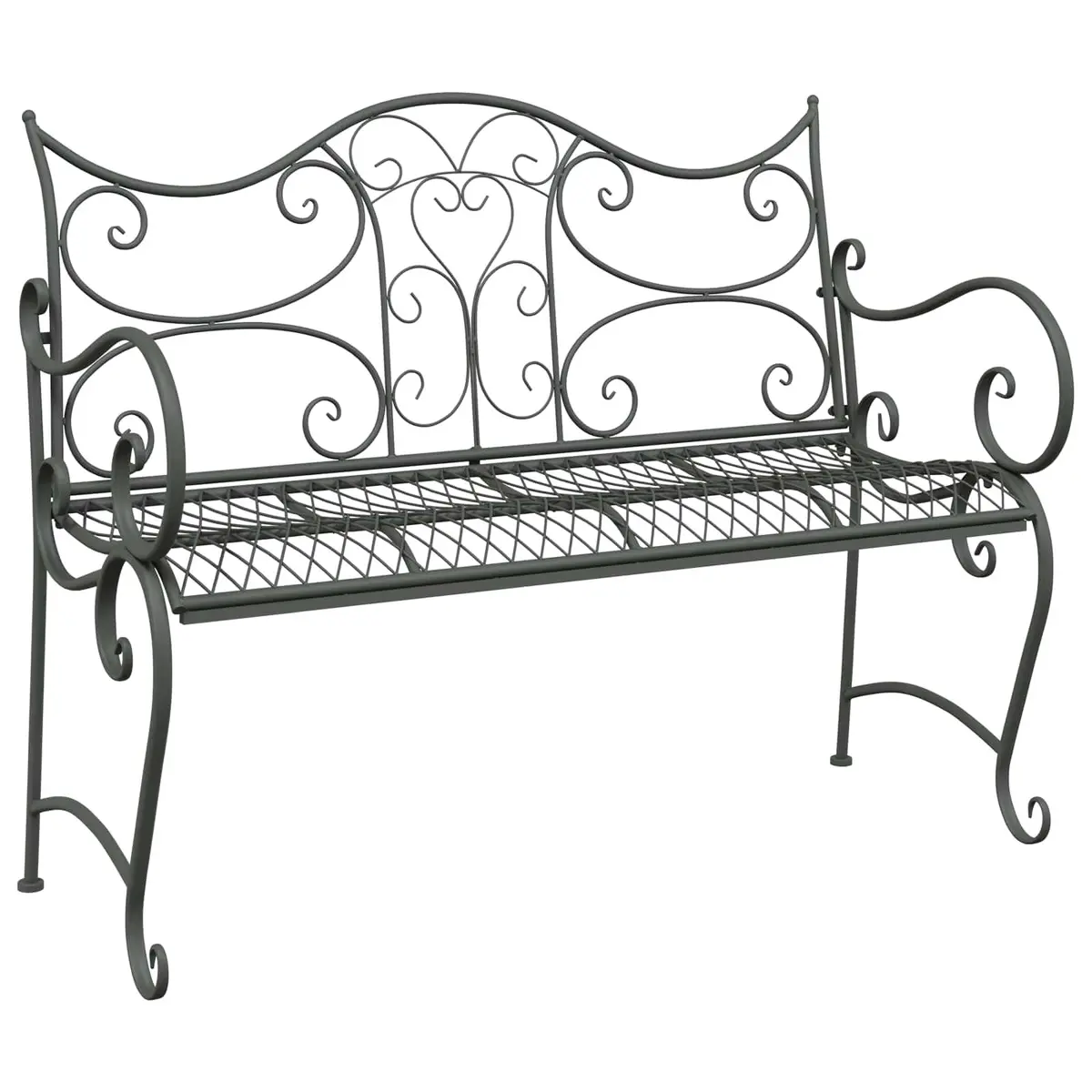 Garden Bench Steel 2-Seater Silver Outdoor Patio Furniture