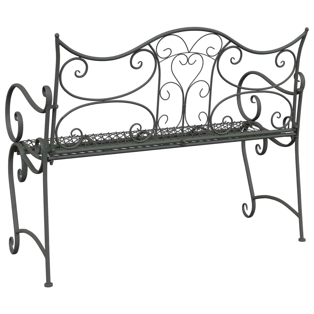 Garden Bench Steel 2-Seater Silver Outdoor Patio Furniture