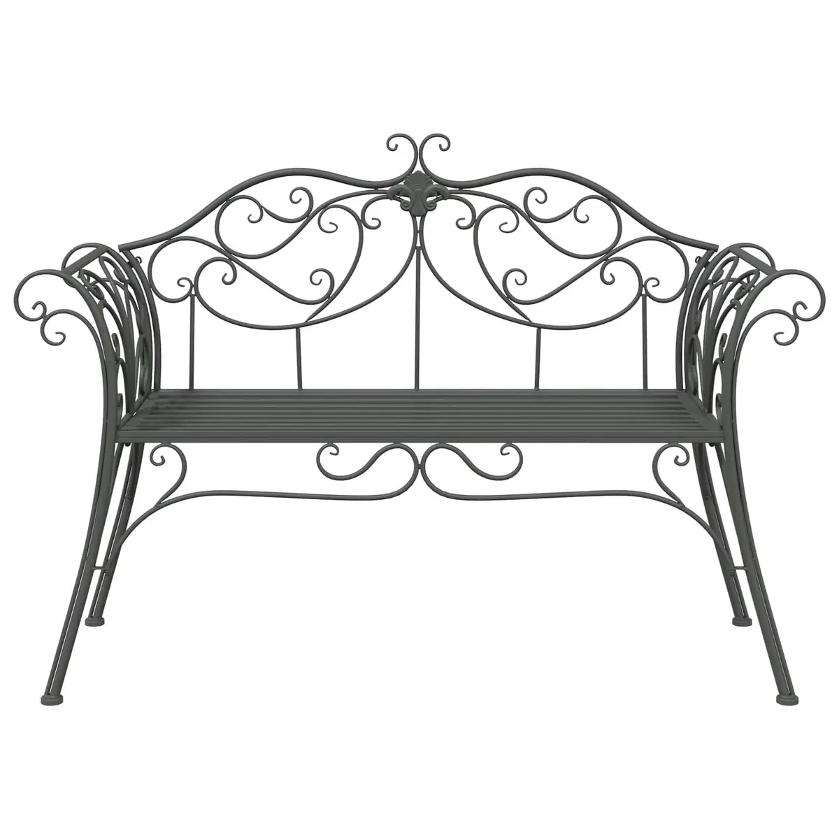 Garden Bench Steel 130cm Silver Grey 2-Seater Outdoor Seating
