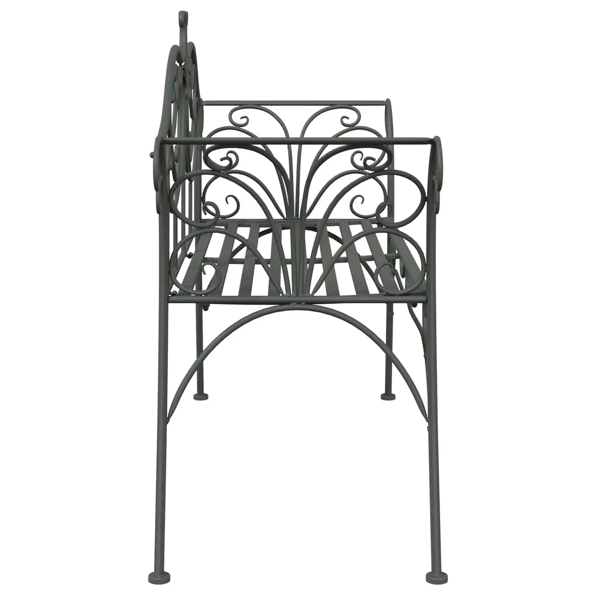 Garden Bench Steel 130cm Silver Grey 2-Seater Outdoor Seating