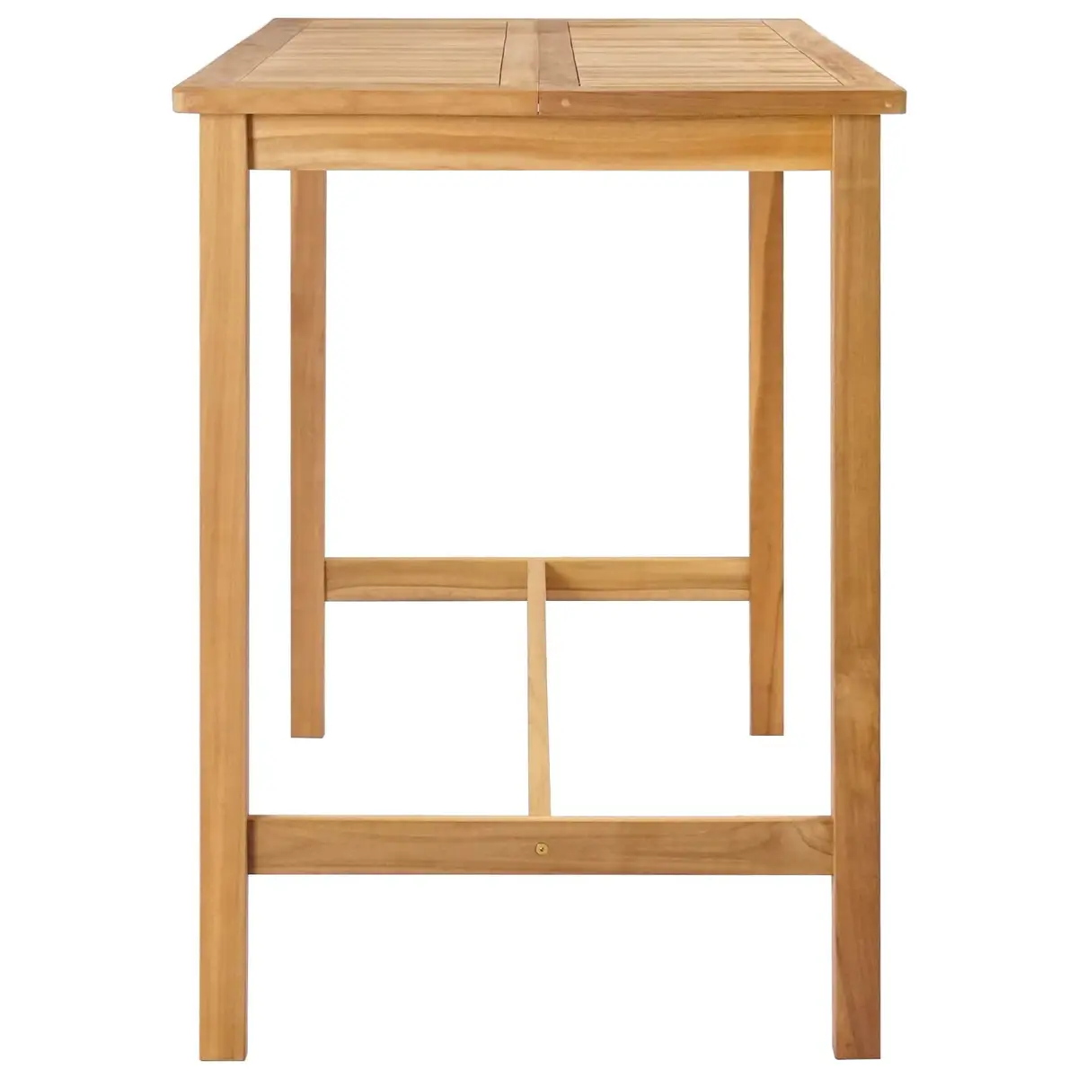 Outdoor Bar Table Solid Teak Wood Slatted Top Footrest Brown 150x75x105 cm