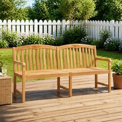 Sturdy Outdoor Garden Bench in Solid Teak Wood, 150cm