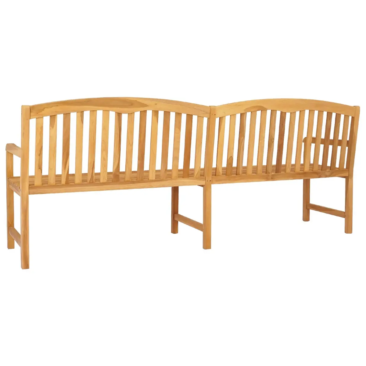 Outdoor Garden Bench Solid Teak Wood Slat Back Design Patio Seating Natural