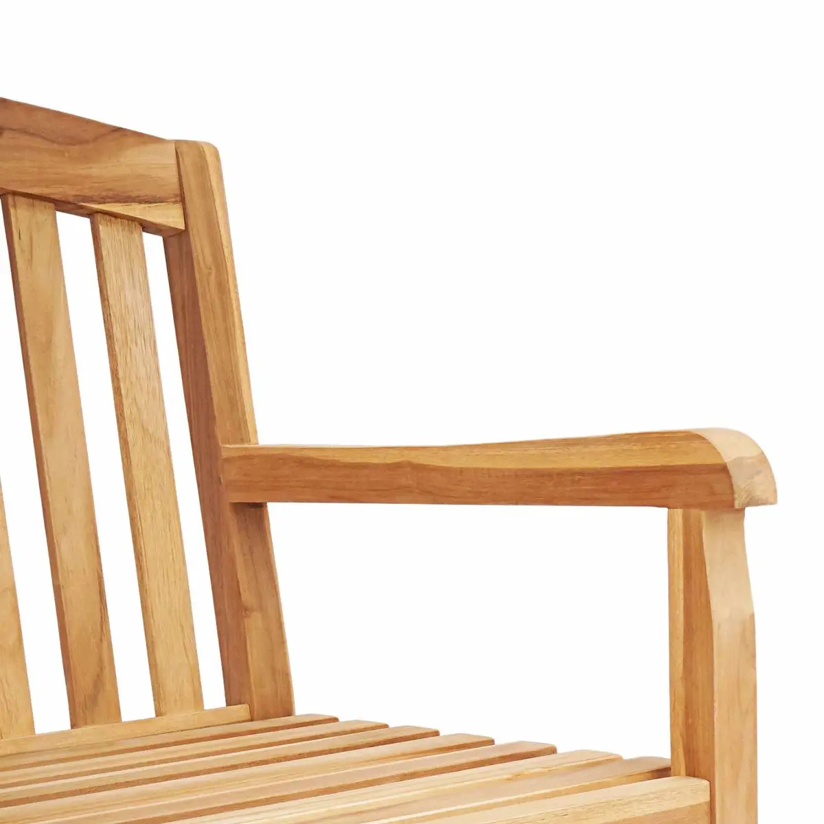 Outdoor Garden Bench Solid Teak Wood Slat Back Design Patio Seating Natural