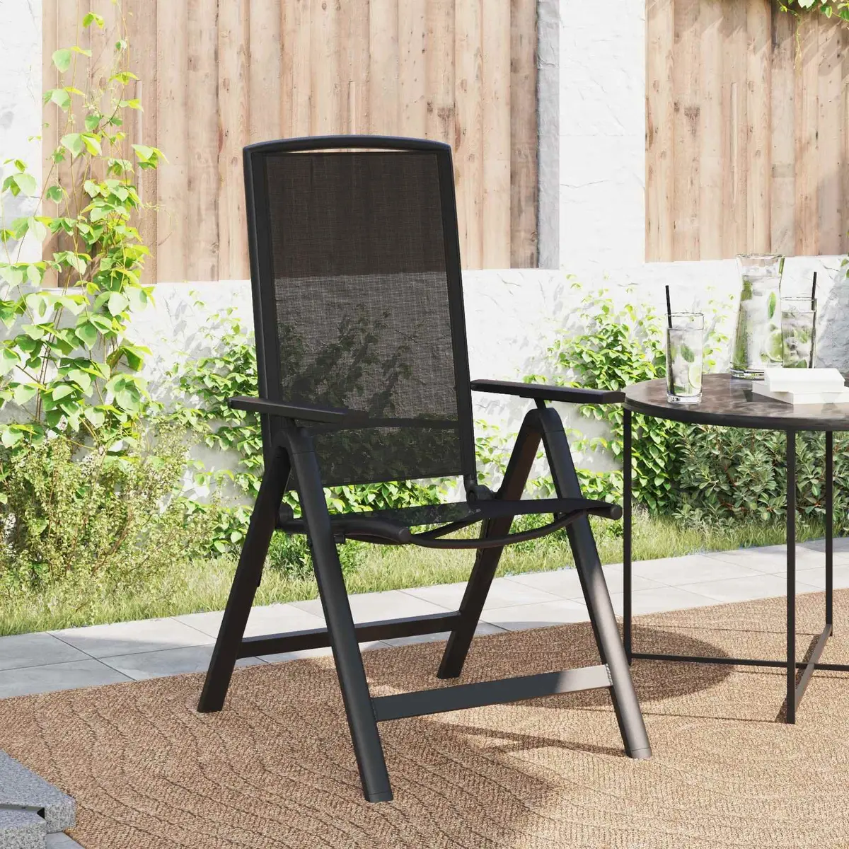 Reclining Garden Chairs 2 pcs Black Outdoor Set