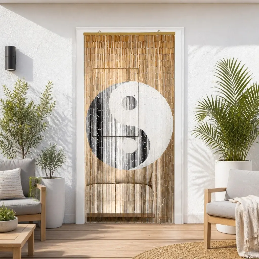 Insect Door Curtain Natural Bamboo 200 x 90 cm Multicolour